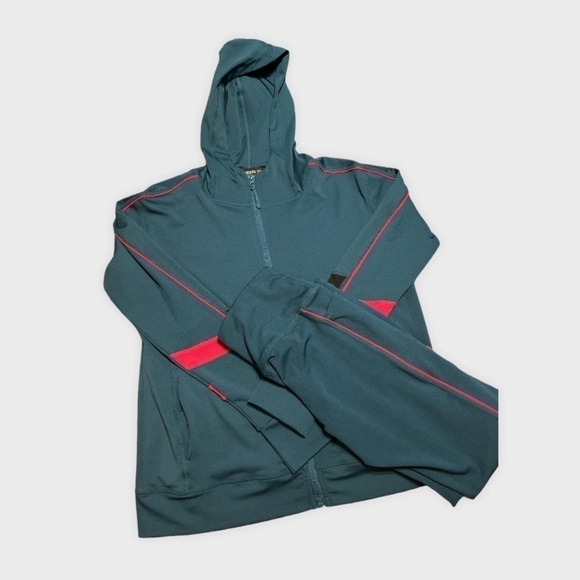 2 piece women’s track set. Dark Turquoise, pink and black. Small. NWT - Picture 2 of 2